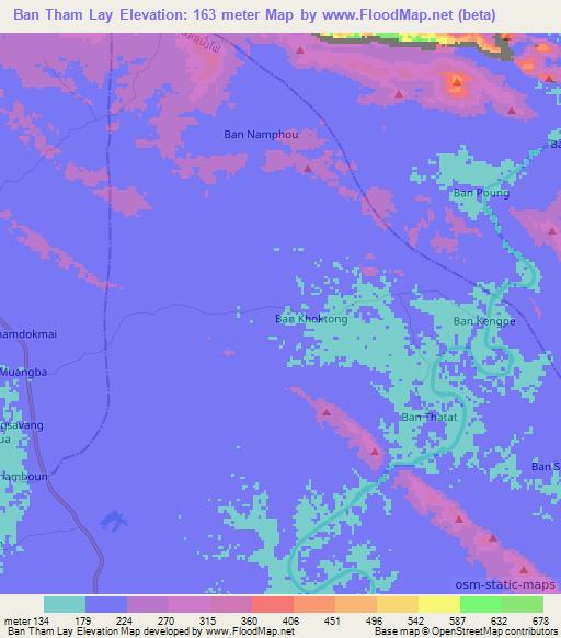 Ban Tham Lay,Laos Elevation Map