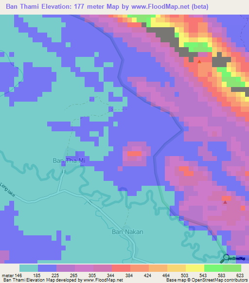 Ban Thami,Laos Elevation Map