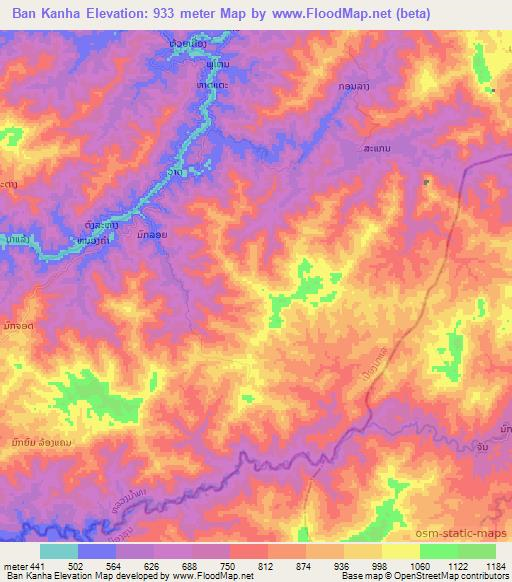 Ban Kanha,Laos Elevation Map