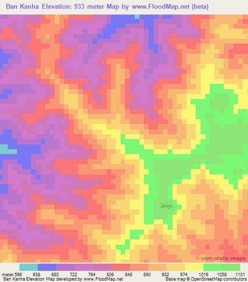 Ban Kanha,Laos Elevation Map