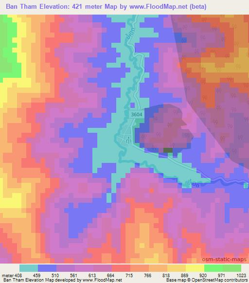 Ban Tham,Laos Elevation Map