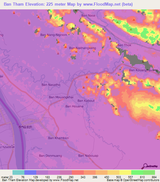 Ban Tham,Laos Elevation Map