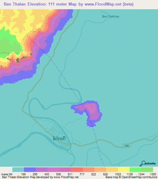 Ban Thalan,Laos Elevation Map