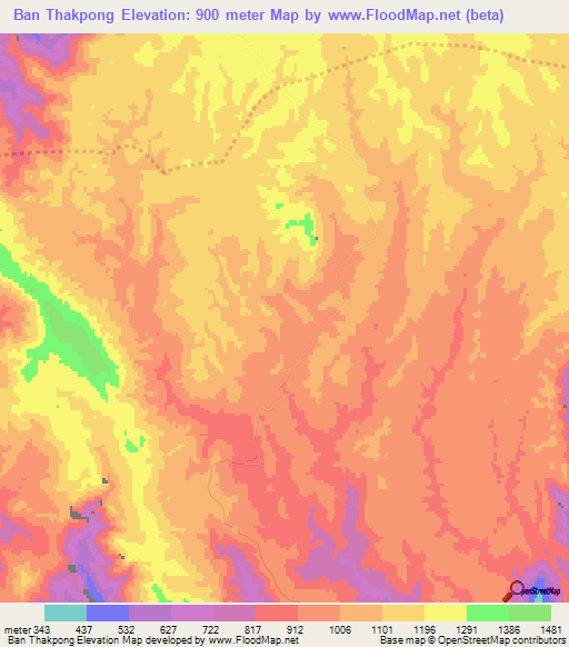 Ban Thakpong,Laos Elevation Map