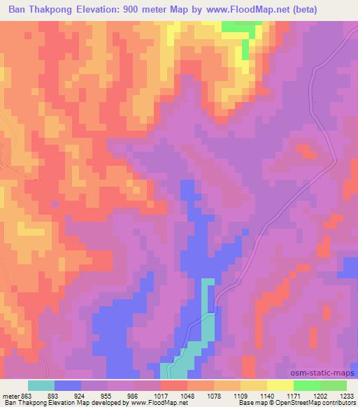 Ban Thakpong,Laos Elevation Map