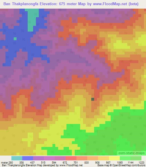 Ban Thakplanongfa,Laos Elevation Map