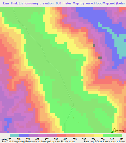 Ban Thak-Liangmuang,Laos Elevation Map