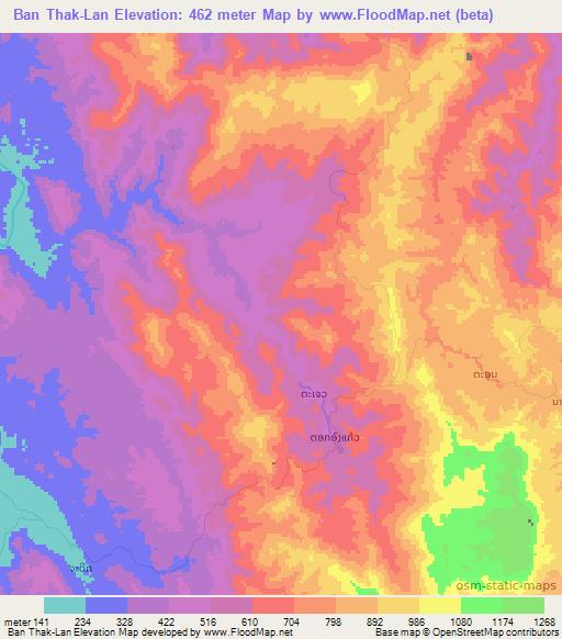 Ban Thak-Lan,Laos Elevation Map