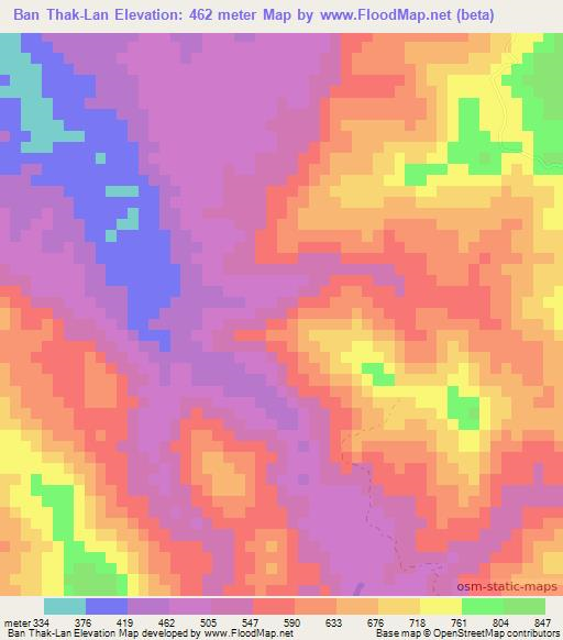 Ban Thak-Lan,Laos Elevation Map