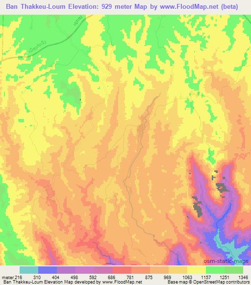 Ban Thakkeu-Loum,Laos Elevation Map