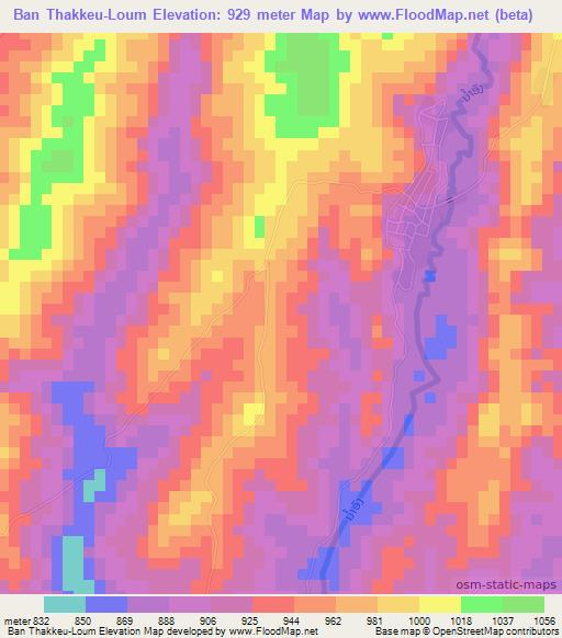 Ban Thakkeu-Loum,Laos Elevation Map