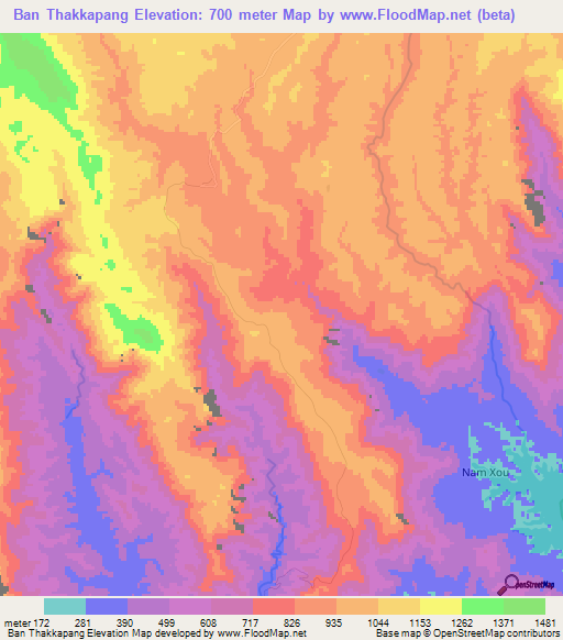 Ban Thakkapang,Laos Elevation Map