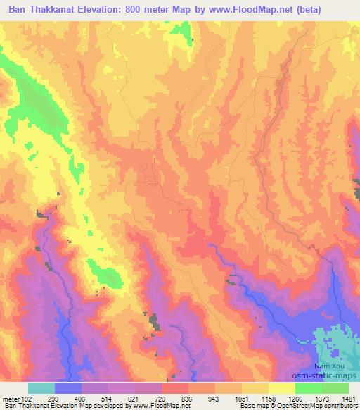 Ban Thakkanat,Laos Elevation Map