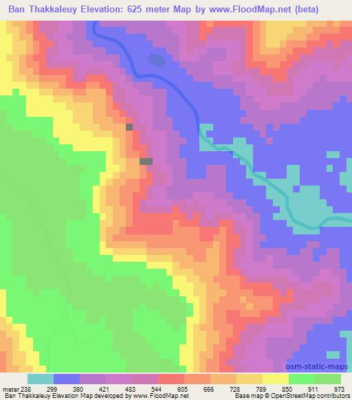 Ban Thakkaleuy,Laos Elevation Map