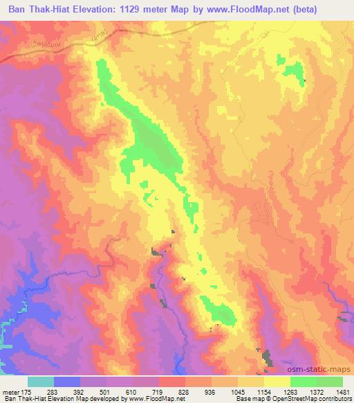 Ban Thak-Hiat,Laos Elevation Map