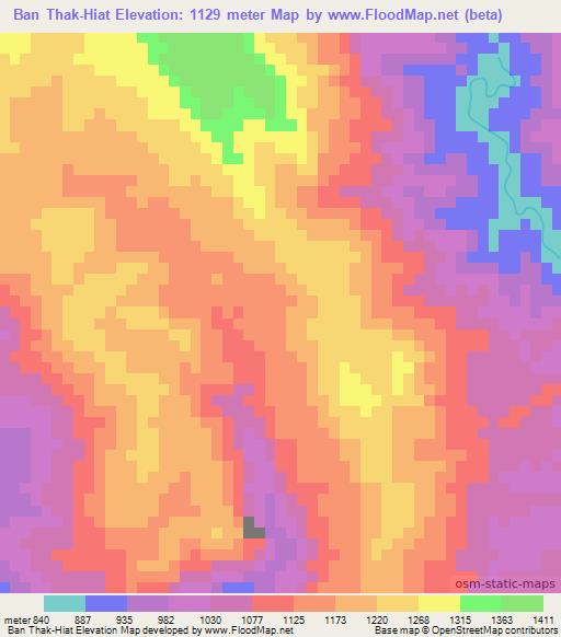 Ban Thak-Hiat,Laos Elevation Map