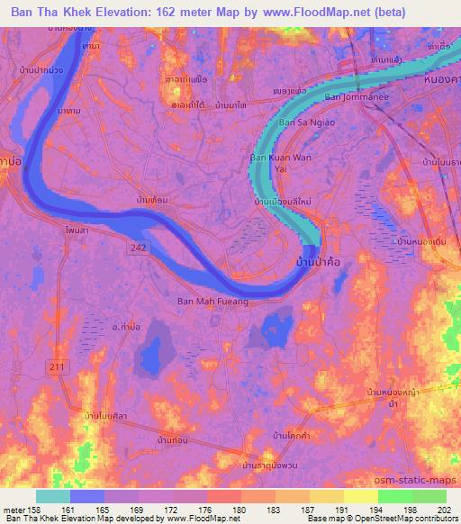 Ban Tha Khek,Laos Elevation Map