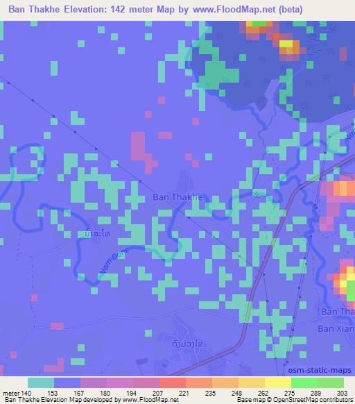 Ban Thakhe,Laos Elevation Map