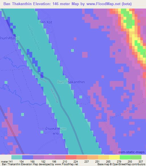 Ban Thakanthin,Laos Elevation Map