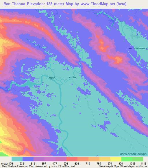 Ban Thahua,Laos Elevation Map