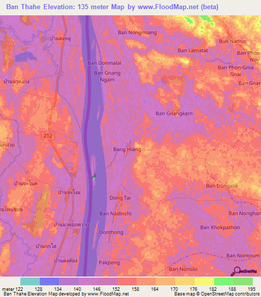 Ban Thahe,Laos Elevation Map