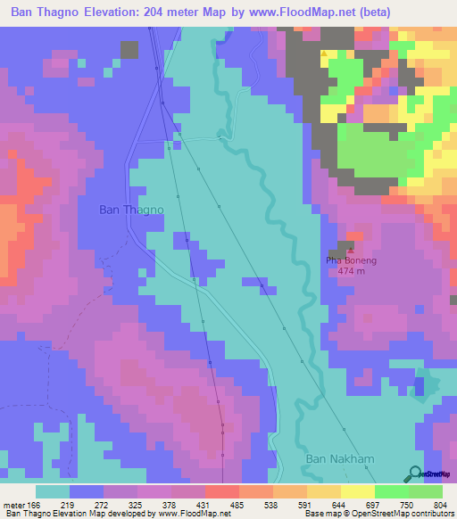 Ban Thagno,Laos Elevation Map