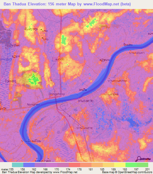 Ban Thadua,Laos Elevation Map