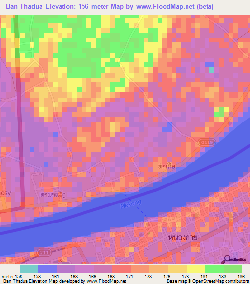 Ban Thadua,Laos Elevation Map