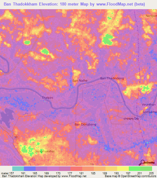 Ban Thadokkham,Laos Elevation Map