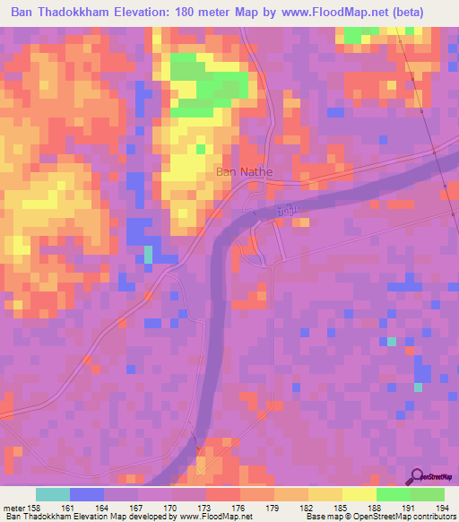 Ban Thadokkham,Laos Elevation Map