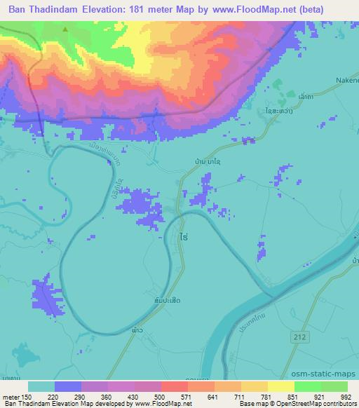 Ban Thadindam,Laos Elevation Map