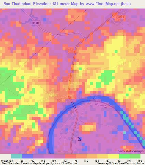 Ban Thadindam,Laos Elevation Map