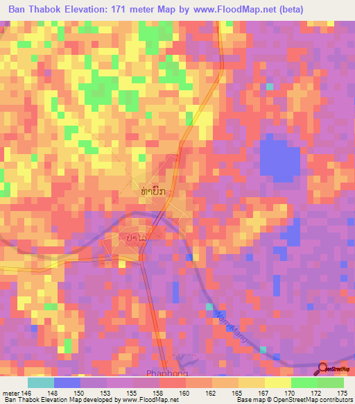 Ban Thabok,Laos Elevation Map