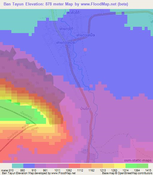 Ban Tayun,Laos Elevation Map