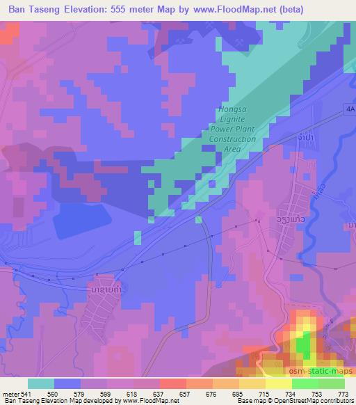 Ban Taseng,Laos Elevation Map