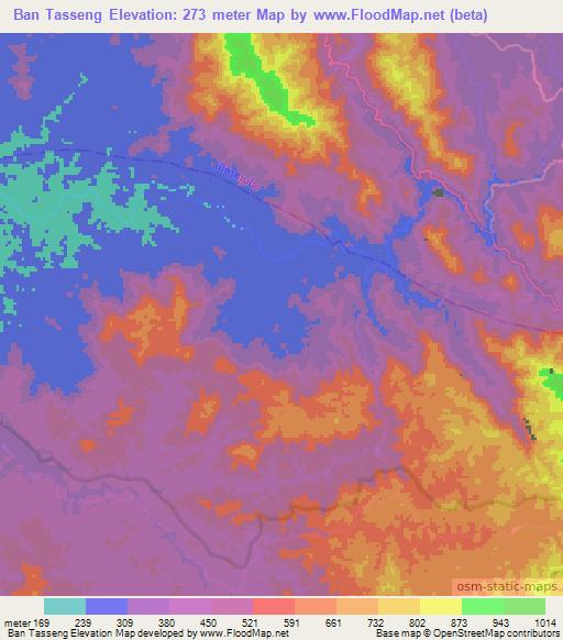 Ban Tasseng,Laos Elevation Map