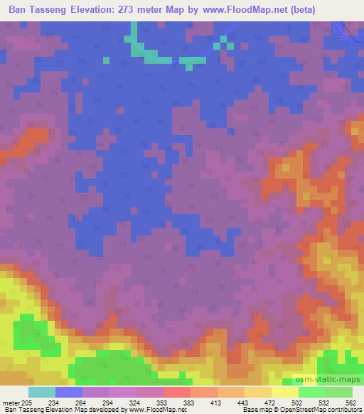 Ban Tasseng,Laos Elevation Map