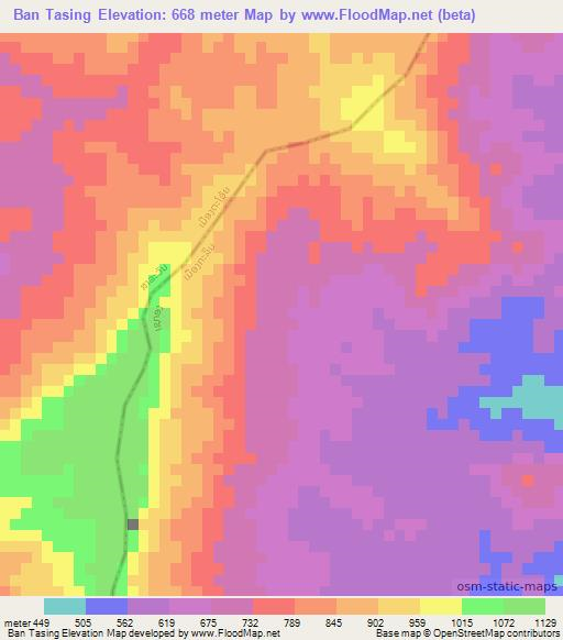 Ban Tasing,Laos Elevation Map