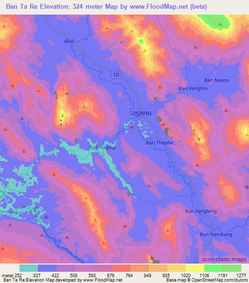 Ban Ta Re,Laos Elevation Map