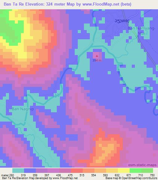 Ban Ta Re,Laos Elevation Map