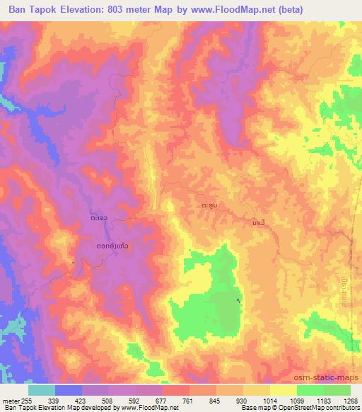 Ban Tapok,Laos Elevation Map