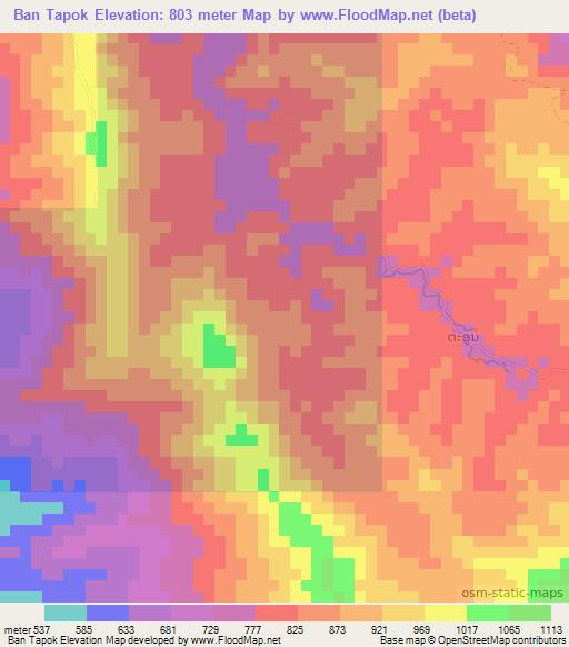 Ban Tapok,Laos Elevation Map