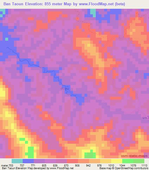 Ban Taoun,Laos Elevation Map