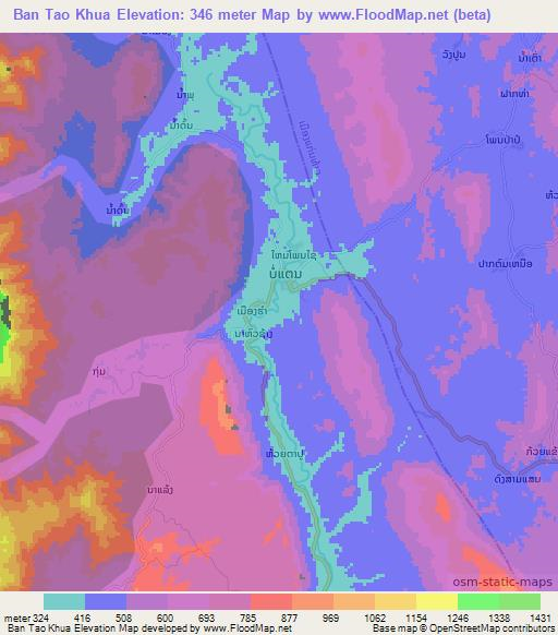 Ban Tao Khua,Laos Elevation Map