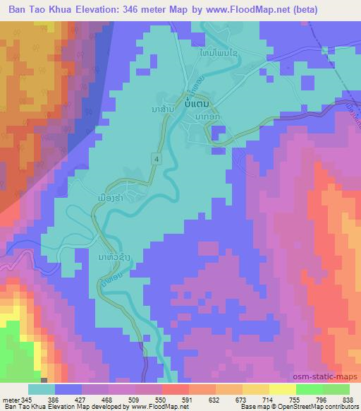 Ban Tao Khua,Laos Elevation Map