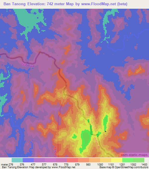 Ban Tanong,Laos Elevation Map