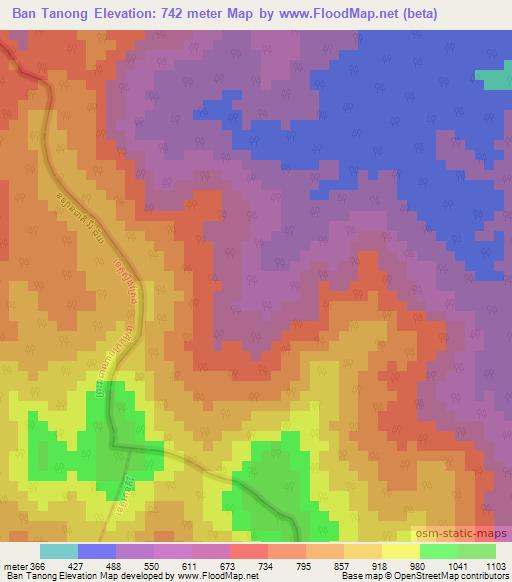 Ban Tanong,Laos Elevation Map