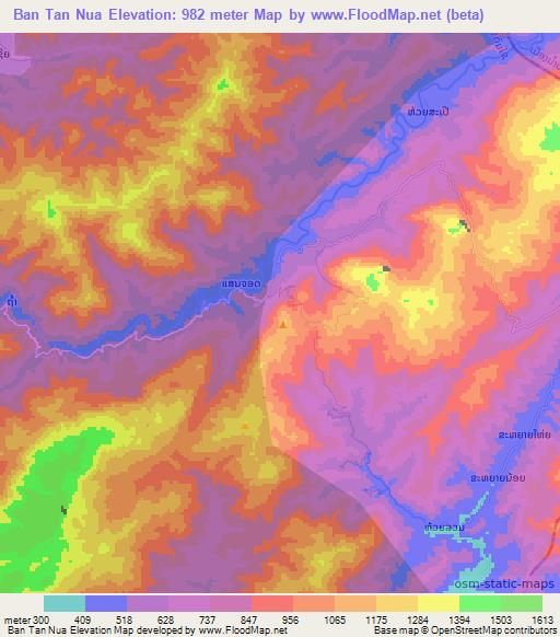 Ban Tan Nua,Laos Elevation Map