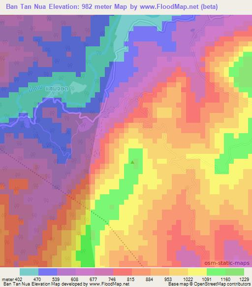 Ban Tan Nua,Laos Elevation Map