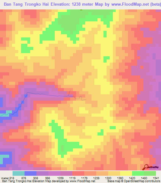 Ban Tang Trongko Hai,Laos Elevation Map